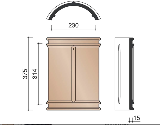 Picture of KOR. STORMPAN 44/993 ANTHRACITE (736) SEMI-CIRCULAR INITIAL FROST