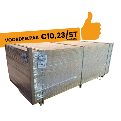 Afbeeldingen van OSB3 plaat 244x59 cm  dikte 18mm dubbelpak tand en groef 72st
