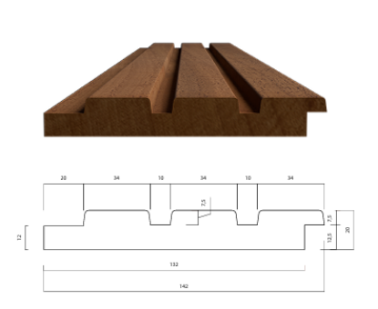 Image de Thermowood Triple Ayous 3650x142x20 (nuttig 132mm)