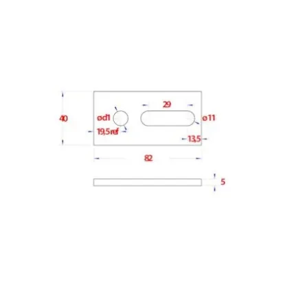Image de Zonnepaneel Adaptorplaat Voor Stokeind M12 82x40x5 A2 Inox